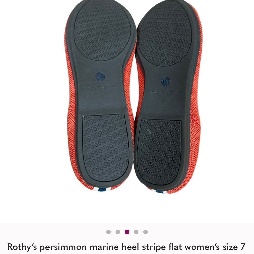 EUC RARE Rothy's Persimmon with Marine (blue) Stipe - size 7 - Picture 5 of 5